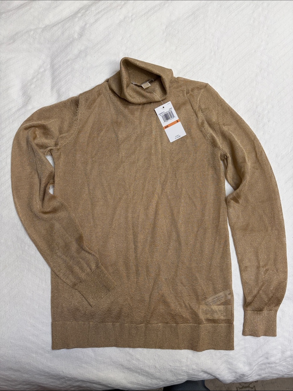 Michael Kors Metallic Camel Turtleneck Sweater